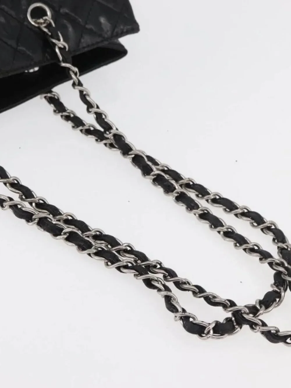 CHANEL Matelasse Chain Tote Bag Leather Black CC Auth bs16447